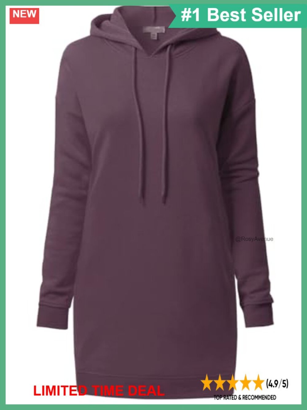 Oversized Fleece Tunic Hoodie Sweatshirt with Side Pockets